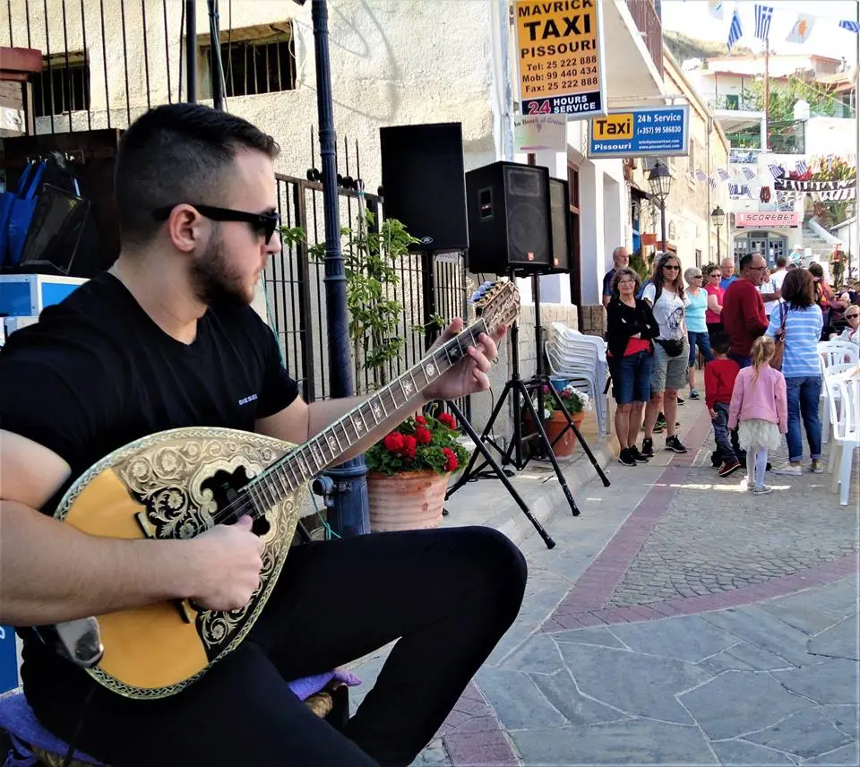 Bouzouki player at Easter celebrations